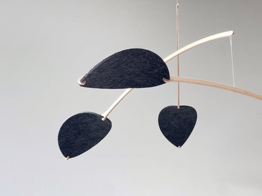 black Large Kinetic Mobile Sculpture. Adult & Baby Mobile, XL Calder Hanging Mobile, Giant Mid Century Modern Art, Scandi Nursery Ceiling Feature, nursery mobile, modern art mobile, large hanging art mobile large leaf mobile art, hanging sculpture