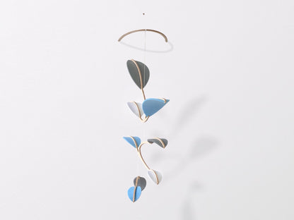 Leaf Mobile - Blue, Grey & White