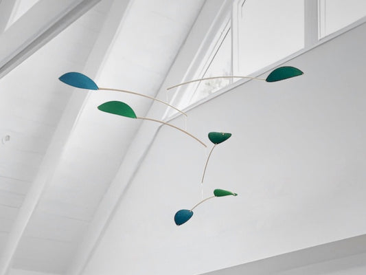 Teal Large Kinetic Mobile Sculpture. Adult & Baby Mobile, XL Calder Hanging Mobile, Giant Mid Century Modern Art, Scandi Nursery Ceiling Feature, nursery mobile, modern art mobile, large hanging art mobile large leaf mobile art, hanging sculpture