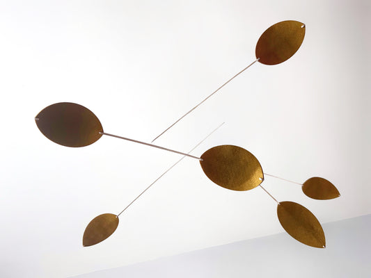 Large Kinetic Mobile Sculpture. Adult & Baby Mobile, Gold mobile, brass mobile XL Calder Hanging Mobile, Giant Mid Century Modern Art, Scandi Nursery Ceiling Feature, nursery mobile, modern art mobile, super size hanging art mobile, large leaf,