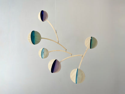 Teal mobile, blue mobile, wooden mobile, handmade mobile. Calder mobile, mobile and Baby mobile. Moon Mobile, vintage mobile and kinetic mobile. Abstract Art, Hanging Mobile and Kinetic Mobile. Modern Mobile. Mid Century Modern and Hanging Sculpture, retro mobile