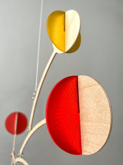 red mobile, orange mobile, yellow mobile. Calder mobile, mobile and Baby mobile. Moon Mobile, vintage mobile and kinetic mobile. Abstract Art, Hanging Mobile and Kinetic Mobile. Modern Mobile. Mid Century Modern and Hanging Sculpture, retro mobile