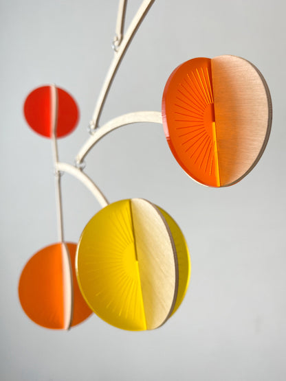 red mobile, orange mobile, yellow mobile. Calder mobile, mobile and Baby mobile. Moon Mobile, vintage mobile and kinetic mobile. Abstract Art, Hanging Mobile and Kinetic Mobile. Modern Mobile. Mid Century Modern and Hanging Sculpture, retro mobile