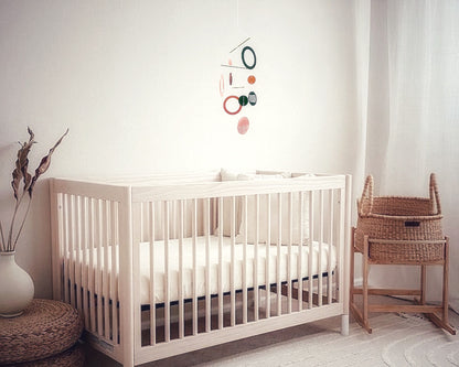 Boho crib and baby mobile - Luna The Illuminist - blush pink green and rust orange - Kinetic Mobile Kinetic Art Sculpture Crib Mobile nursery Mobile Nursery Mobile Art Mid Century Art  Mid Century modern mobiles for adults furniture and decor Hanging