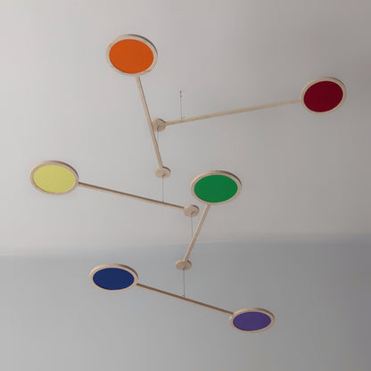  Orbit Mobile - Rainbow Pride - The Illuminist - Mobiles Kinetic Mobile Kinetic Art  Kinetic Sculpture Crib Mobile Baby Mobile Nursery Mobile Mobile Art Mid Century Art  Mid Century modern Calder mobile mobiles for adults furniture and decor Hanging Art Mobile Art spinning mobile Modern Art Contemporary Art  Hanging mobile Calder-inspired gay art - gay pride gift 