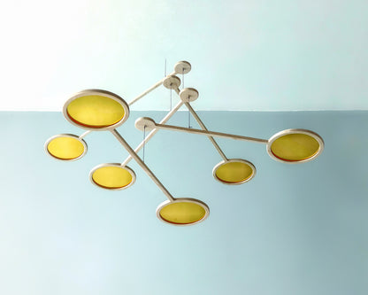 Orbit Mobile - The Illuminist - Gold Brass mirror  Mobiles Kinetic Mobile Kinetic Art  Kinetic Sculpture Crib Mobile Baby Mobile Nursery Mobile Mobile Art Mid Century Art  Mid Century modern Calder mobile mobiles for adults furniture and decor Hanging Art Mobile Art spinning mobile Modern Art Contemporary Art  Hanging mobile Calder-inspired. 