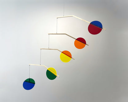 Prism Hanging Kinetic Mobile - Mid Century Calder style acrylic mobile. rainbow mobile for adults and baby mobile, nursery mobile