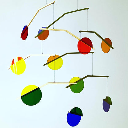 Prism Hanging Kinetic Mobile - Mid Century Calder style acrylic mobile. rainbow mobile for adults and baby mobile, nursery mobile